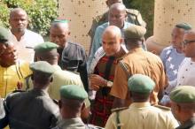 Nnamdi Kanu, leader of Indigenous People of Biafra is seen in a physical confrontation with prison warders, at the Federal High Court in Abuja, Nigeria, January 10, 2017. PHOTO BY REUTERS/Stringer