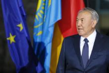 Kazakh President Nursultan Nazarbayev arrives at the Chancellery in Berlin, January 9, 2015. PHOTO BY REUTERS/Hannibal Hanschke