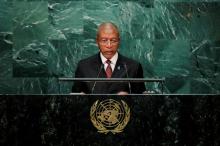 Prime Minister Pakalitha Mosisili of Lesotho addresses the United Nations General Assembly in the Manhattan borough of New York, NY, U.S., September 23, 2016. PHOTO BY REUTERS/Eduardo Munoz