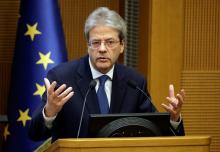 Italian Prime Minister Paolo Gentiloni speaks during the annual end-of-year news conference at Montecitorio government palace in Rome, Italy, December 28, 2017. PHOTO BY REUTERS/Max Rossi