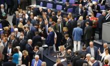 Deputies vote during the session of Germany's parliament, the Bundestag, in Berlin, Germany, July 17, 2015. PHOTO BY REUTERS/Axel Schmidt