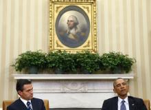 U.S. President Barack Obama meets with Mexican President Enrique Pena Nieto at the White House in Washington, January 6, 2015. PHOTO BY REUTERS/Kevin Lamarque