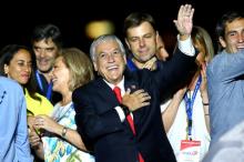 Presidential candidate Sebastian Pinera gestures after winning the presidential election, in Santiago, Chile, December 17, 2017. PHOTO BY REUTERS/Ivan Alvarado