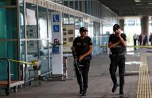 Police officers patrol at Turkey's largest airport, Istanbul Ataturk, following a blast, June 29, 2016. PHOTO BY REUTERS/Osman Orsal