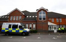 Police officers stand in front of Amesbury Baptist Church, which has been cordoned off after two people were hospitalised and police declared a 'major incident', in Amesbury, Wiltshire, Britain, July 4, 2018. PHOTO BY REUTERS/Henry Nicholls