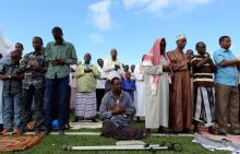 Muslims attend an Eid al-Adha mass prayer marking the end of the haj pilgrimage in Somalia's capital Mogadishu, September 12, 2016. PHOTO BY REUTERS/Feisal Omar