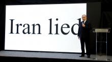 Israeli Prime minister Benjamin Netanyahu speaks during a news conference at the Ministry of Defence in Tel Aviv, Israel, April 30, 2018. PHOTO BY REUTERS/Amir Cohen