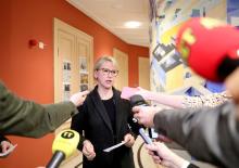Sweden's Foreign Minister Margot Wallstrom comments a meeting with North Korean Foreign Minister Ri Yong Ho, in the Swedish house of parliament in Stockholm, Sweden, March 16, 2018. PHOTO BY REUTERS/TT News Agency/Soren Andersson