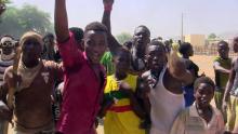 Anti-government protesters chant slogans in the streets of Gao, Mali, July 12, 2016. PHOTO BY REUTERS/Souleymane Ag Anara