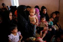 Rohingya refugees visit a community health care center to receive health check-ups and free baby food at Kutupalang Unregistered Refugee Camp, in Cox’s Bazar, Bangladesh, February 5, 2017. PHOTO BY REUTERS/Mohammad Ponir Hossain