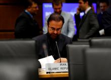 Iran's ambassador to the International Atomic Energy Agency (IAEA) Reza Najafi waits for the start of a board of governors meeting at the IAEA headquarters in Vienna, Austria, June 4, 2018. PHOTO BY REUTERS/Leonhard Foeger
