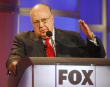 Roger Ailes, chairman and CEO of Fox News and Fox Television Stations, answers questions during a panel discussion at the Television Critics Association summer press tour in Pasadena, California, July 24, 2006. PHOTO BY REUTERS/Fred Prouser