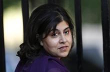 Britain's state minister Sayeeda Warsi arrives for a cabinet meeting at Number 10 Downing Street in London