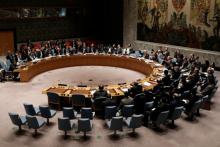 The United Nations Security Council votes on a resolution to ban the supply of helicopters to the Syrian government and to blacklist Syrian military commanders over accusations of toxic gas attacks at U.N. headquarters in New York City, U.S., February 28, 2017. PHOTO BY REUTERS/Mike Segar