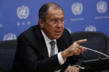 Russian Foreign Minister Sergei Lavrov takes part in a news conference at United Nations Headquarters in New York, U.S., September 23, 2016. PHOTO BY REUTERS/Lucas Jackson
