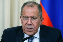 Russia's Foreign Minister Sergei Lavrov speaks during a joint news conference with French Foreign Minister Jean-Marc Ayrault following their meeting in Moscow, Russia, October 6, 2016. PHOTO BY REUTERS/Maxim Shemetov
