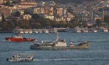 Russian Navy's reconnaissance ship Liman of the Black Sea fleet sails in the Bosphorus, on its way to the Mediterranean Sea, in Istanbul, Turkey, October 21, 2016. PHOTO BY REUTERS/Murad Sezer