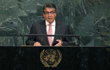 German Vice Chancellor Sigmar Gabriel addresses the 72nd United Nations General Assembly at U.N. headquarters in New York, U.S., September 21, 2017. PHOTO BY REUTERS/Lucas Jackson