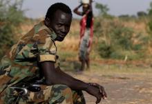 A soldier looks on near the town of Bentiu in Rubkona county, northern South Sudan, February 11, 2017. PHOTO BY REUTERS/Siegfried Modola