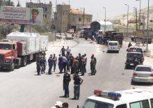 Lebanese soldiers and policemen secure the area of a site of an explosion at the Dahr al-Baidar area in Lebanon's Eastern Bekaa Valley