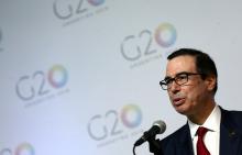 U.S. Treasury Secretary Steven Mnuchin speaks during a news conference at the G20 Meeting of Finance Ministers in Buenos Aires, Argentina, March 20, 2018. PHOTO BY REUTERS/Marcos Brindicci