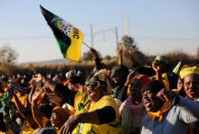 African National Congress suppoters chant slogans during ANC president Jacob Zuma's election campaign in Atteridgeville a township located to the west of Pretoria, South Africa, July 5, 2016. PHOTO BY REUTERS/Siphiwe Sibeko