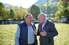 Carlos Barrera (R), Sindic (Premier) of the Val d'Aran talks to an attendee at an agricultural fair in Salardu, in the Val d'Aran, Catalonia, Spain, October 7, 2017. PHOTO BY REUTERS/Vincent West