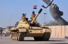Tanks of Iraqi army are seen during an Iraqi military parade in Baghdad's fortified Green Zone, Iraq, December 10, 2017. PHOTO BY REUTERS/Stringer