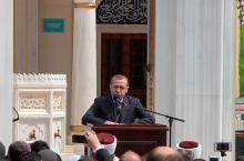 Turkish President Tayyip Erdogan speaks during a dedication ceremony for an Islamic mosque in Lanham, Maryland, April 2, 2016. PHOTO BY REUTERS/Thomas Ramstack