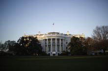The White House is pictured at sunset in Washington
