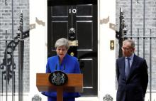 Britain's Prime Minister Theresa May addresses the country after Britain's election at Downing Street in London, Britain, June 9, 2017. PHOTO BY REUTERS/Stefan Wermuth