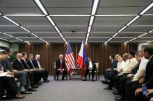 U.S. President Donald Trump holds a bilateral meeting with President of the Philippines Rodrigo Duterte alongside the ASEAN Summit in Manila, Philippines, November 13, 2017. PHOTO BY REUTERS/Jonathan Ernst