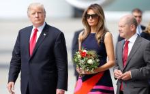 U.S. President Donald Trump and First Lady Melania Trump arrive for the G20 leaders summit in Hamburg, Germany, July 6, 2017. PHOTO BY REUTERS/Axel Schmidt
