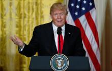 U.S. President Donald Trump addresses a joint news conference with Norwegian Prime Minister Erna Solberg in the East Room of the White House in Washington, U.S., January 10, 2018. PHOTO BY REUTERS/Jonathan Ernst