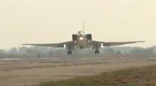 A still image, taken from video footage and released by Russia's Defence Ministry on August 18, 2016, shows a Russian Tupolev Tu-22M3 long-range bomber landing at an air base near the Iranian city of Hamadan. PHOTO BY REUTERS/Ministry of Defence of the Russian Federation