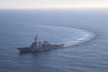 The U.S. Navy Arleigh Burke-class guided-missile destroyer USS Donald Cook transits the Atlantic Ocean, May 28, 2017. PHOTO BY REUTERS/U.S. Navy/Mass Communication Specialist 3rd Class Alyssa Weeks