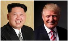 A combination photo of North Korean leader Kim Jong Un released on May 10, 2016, and Republican U.S. presidential candidate Donald Trump in his office in Trump Tower, in the Manhattan borough of New York City, U.S., May 17, 2016. PHOTO BY REUTERS/KCNA and Lucas Jackson