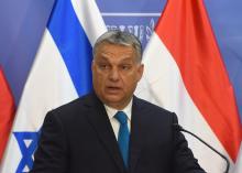 Hungarian Prime Minister Viktor Orban speaks during a joint statment with Israeli Prime Minister Benjamin Netanyahu, (not seen) at the prime minister's office in Jerusalem, July 19, 2018. PHOTO BY REUTERS/Debbie Hill