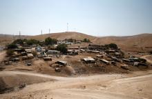 A general view shows the main part of the Palestinian Bedouin encampment of Khan al-Ahmar in the occupied West Bank, September 5, 2018. PHOTO BY REUTERS/Mohamad Torokman
