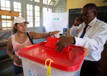 A voter casts their ballot during the presidential election at a polling centre in Analakely, Antananarivo, Madagascar, November 7, 2018. PHOTO BY REUTERS/Malin Palm