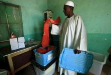 A voting officer prepares a school to be used as a voting centre ahead of the 2015 elections in Khartoum, April 12, 2015. PHOTO BY REUTERS/Mohamed Nureldin Abdallah