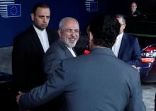Iran's Foreign Minister Mohammad Javad Zarif leaves the EU council headquarters in Brussels, Belgium, May 15, 2018. PHOTO BY REUTERS/Yves Herman