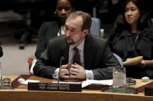 United Nations High Commissioner for Human Rights Zeid Ra'ad al-Hussein of Jordan addresses a meeting of the U.N. Security Council at U.N. headquarters in New York, December 10, 2015. PHOTO BY REUTERS/Mike Segar